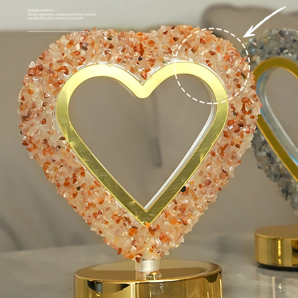 Natural Crystal Heart Lamp – Handcrafted Night Light with Spiritual Energy