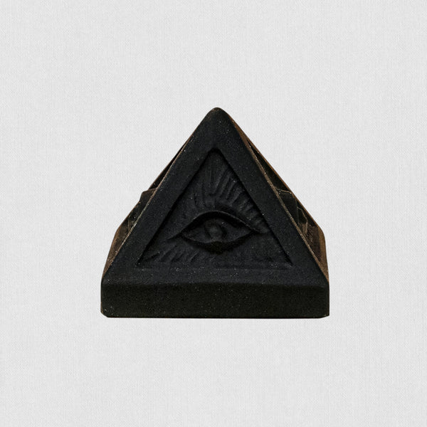 Obsidian “Evil Eye Pyramid” – Hand-Carved Spiritual Stone Decor