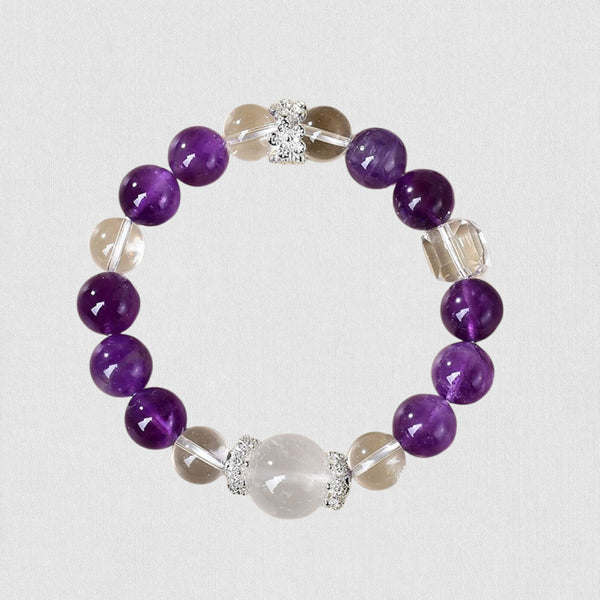 Natural Amethyst Bracelet with White Crystal Center – Inner Peace &amp; Clarity