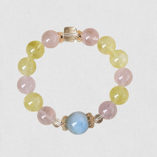 Natural Citrine, Rose Quartz &amp; Aquamarine Bracelet – Harmony of Love, Wealth, and Clarity
