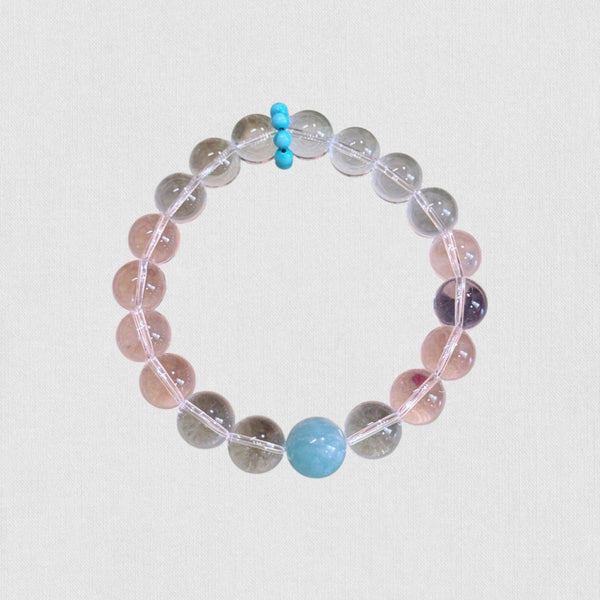 Natural White Crystal &amp; Aquamarine Bracelet – Clarity and Tranquility
