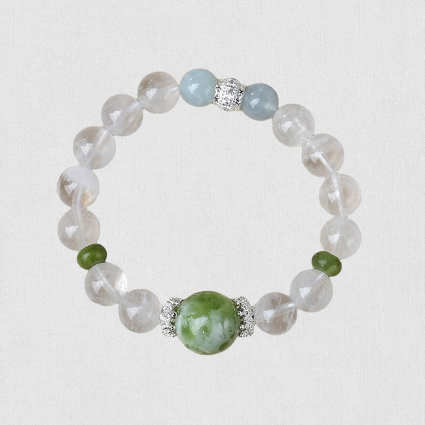 Natural Jade & Moonstone Bracelet with Aquamarine – Balance & Renewal