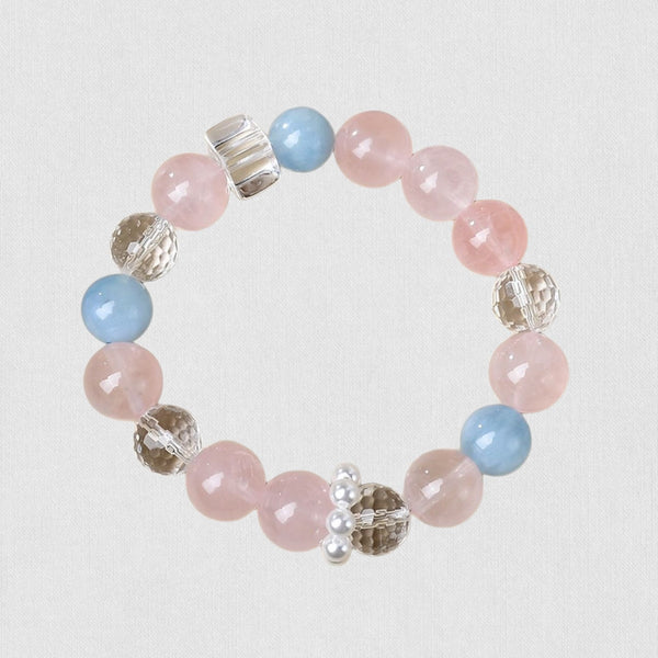 Natural Rose Quartz &amp; Aquamarine Bracelet – Love and Serenity