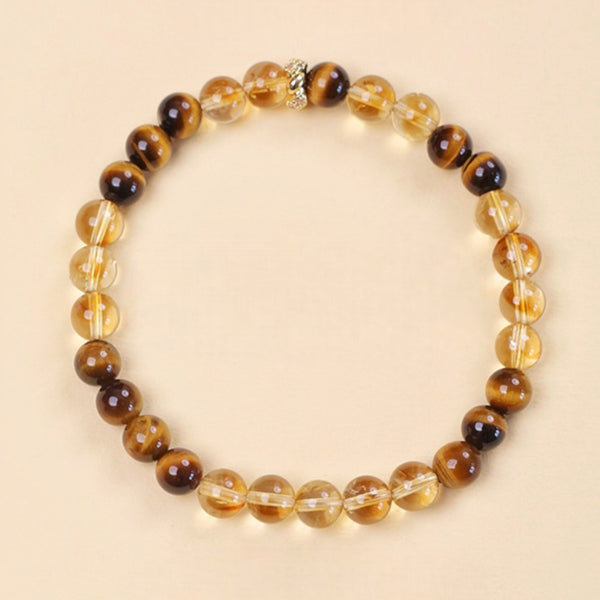 Natural Citrine &amp; Tiger’s Eye Bracelet – Wealth and Inner Strength