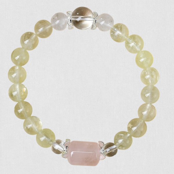 Natural Citrine and Rose Quartz Bracelet with White Crystal – Balance of Love &amp; Abundance