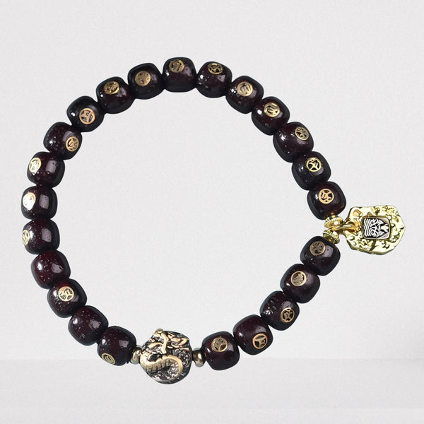 Cinnabar-Infused Star-Moon Bodhi Mala — Multi-Gem Inlay Edition