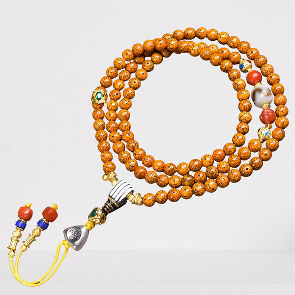 108 Beads — Antique Hainan Yuanbao Bodhi Seeds (Star-Moon Mala)