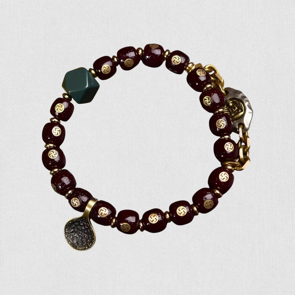 Cinnabar Star-Moon Bodhi Mala — Inlaid Premium Edition