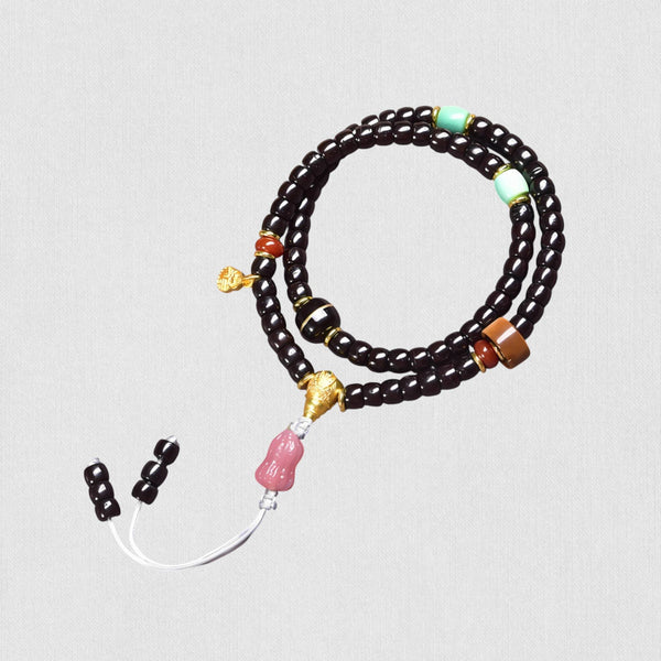 Natural Coconut Shell Mala — Eco-Healing Bracelet