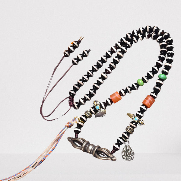 Antique West Asian Inlaid Line Bead — Wisdom & Fortune Pearl