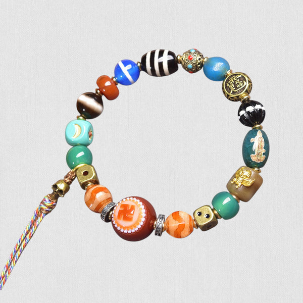 High-End Multi-Treasure Mala — Medicine Master & Tiger Tooth Dzi Fusion
