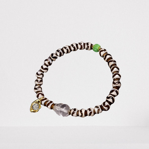 Old West Asian Inlaid Thread Bead — Red Agate Buddha Hand & Turquoise Accents