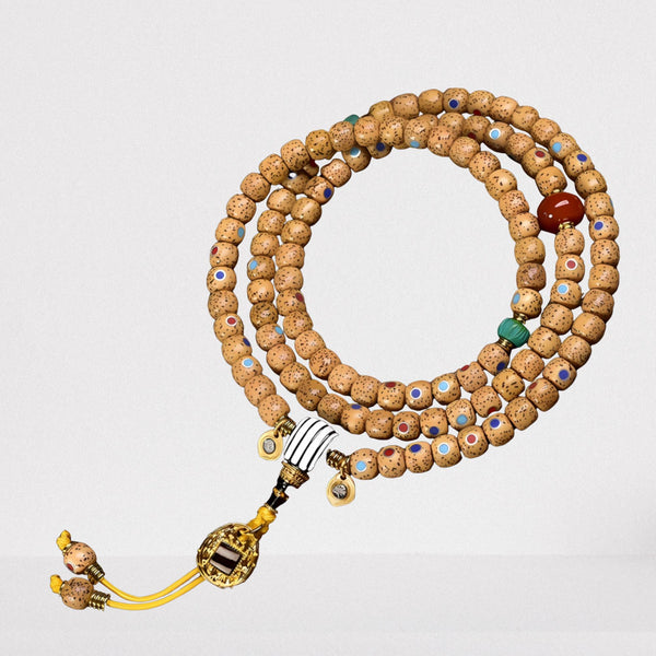Multi-Gem Inlaid Old Bodhi Mala