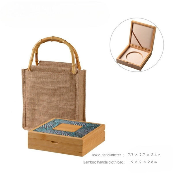Sacred Bamboo Gift Box with Embroidered Lid – Protection & Purification for Meditation Jewelry